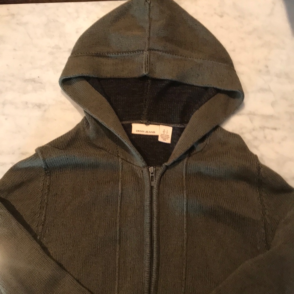 Green DKNY zip up hoodie